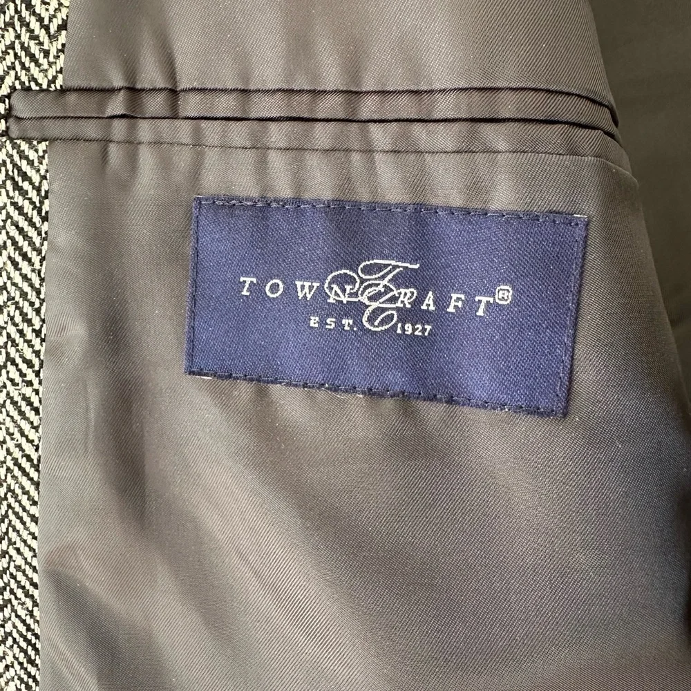 Towncraft Textured Gray & Black Men's Blazer Suit Jacket Sz 46 Regular